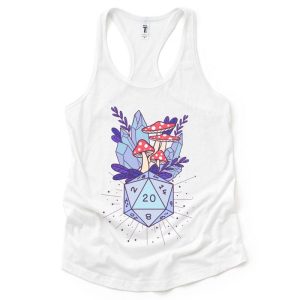 Mushroom And Cyrstals D20 T-Shirt | D&D T-Shirt | Dungeons & Dragons T-Shirt